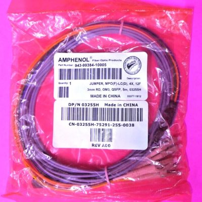 new amphenol qsfp jumper mpo(f) lc(d) fiber optic cable assembly 943 99384 10005